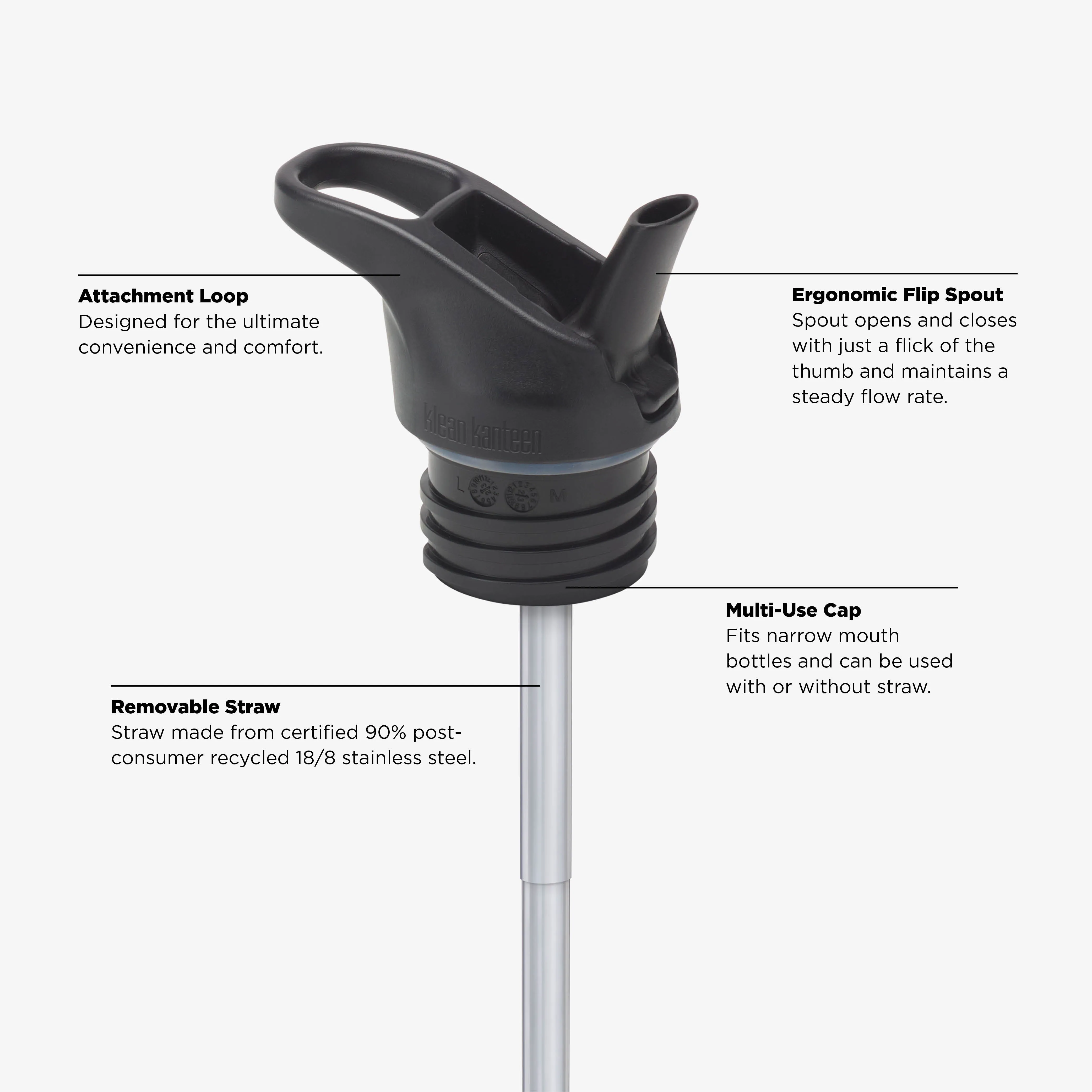 18 oz Classic Water Bottle with Flip Seal Sport Cap and Straw