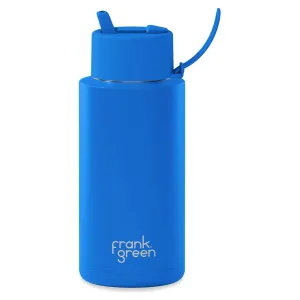 1L 'Blue Lagoon' Stainless Steel Ceramic Reusable Flip Straw Lid Water Bottle