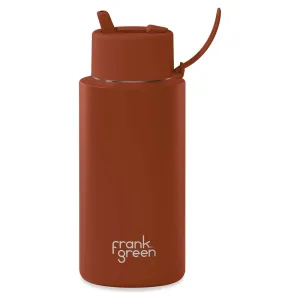 1L 'Toffee' Stainless Steel Ceramic Reusable Flip Straw Lid Water Bottle