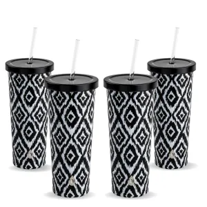24oz Fashion Tumbler Black and White (pack of 4)