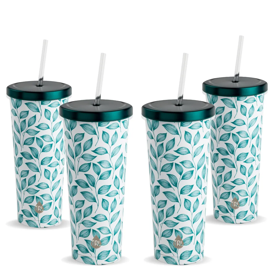 24oz Fashion Tumbler Leaves (pack of 4)