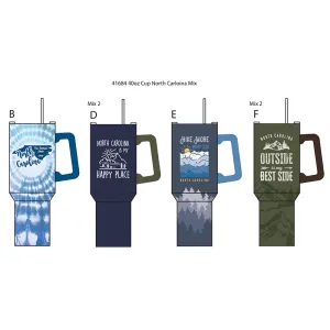 40 oz Stainless-Steel Insulated Printed Cup North Carolina - 6 Pieces Per Retail Ready Display 41684