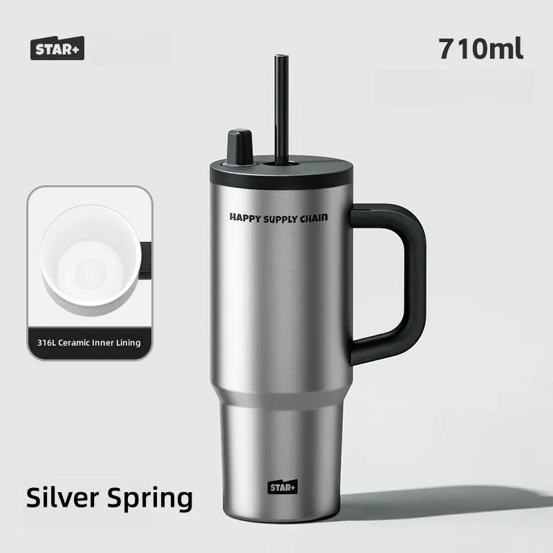 710ml STAR  Insulated Tumbler with Ceramic Coating – Leakproof, Portable, & Durable for Office and Travel
