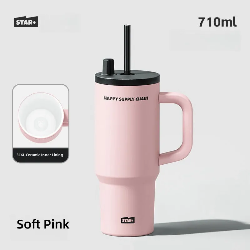 710ml STAR  Insulated Tumbler with Ceramic Coating – Leakproof, Portable, & Durable for Office and Travel
