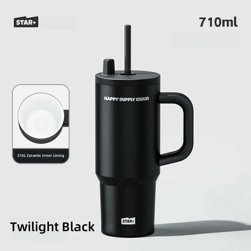 710ml STAR  Insulated Tumbler with Ceramic Coating – Leakproof, Portable, & Durable for Office and Travel