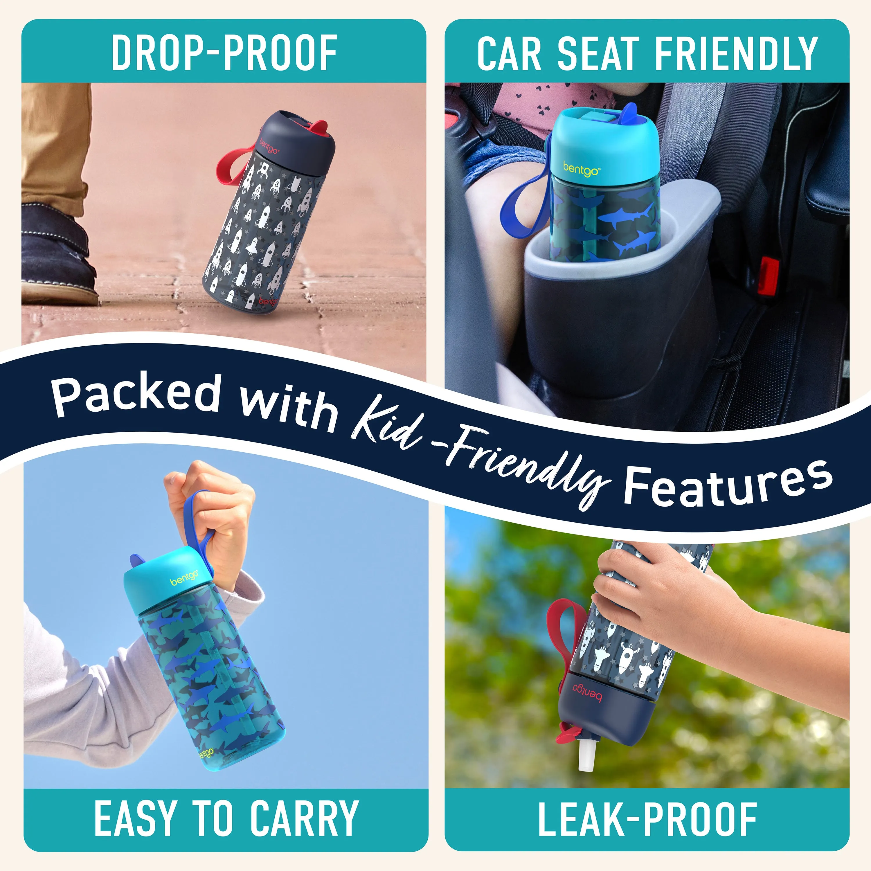 Bentgo Kids Prints Water Bottle (2-Pack)
