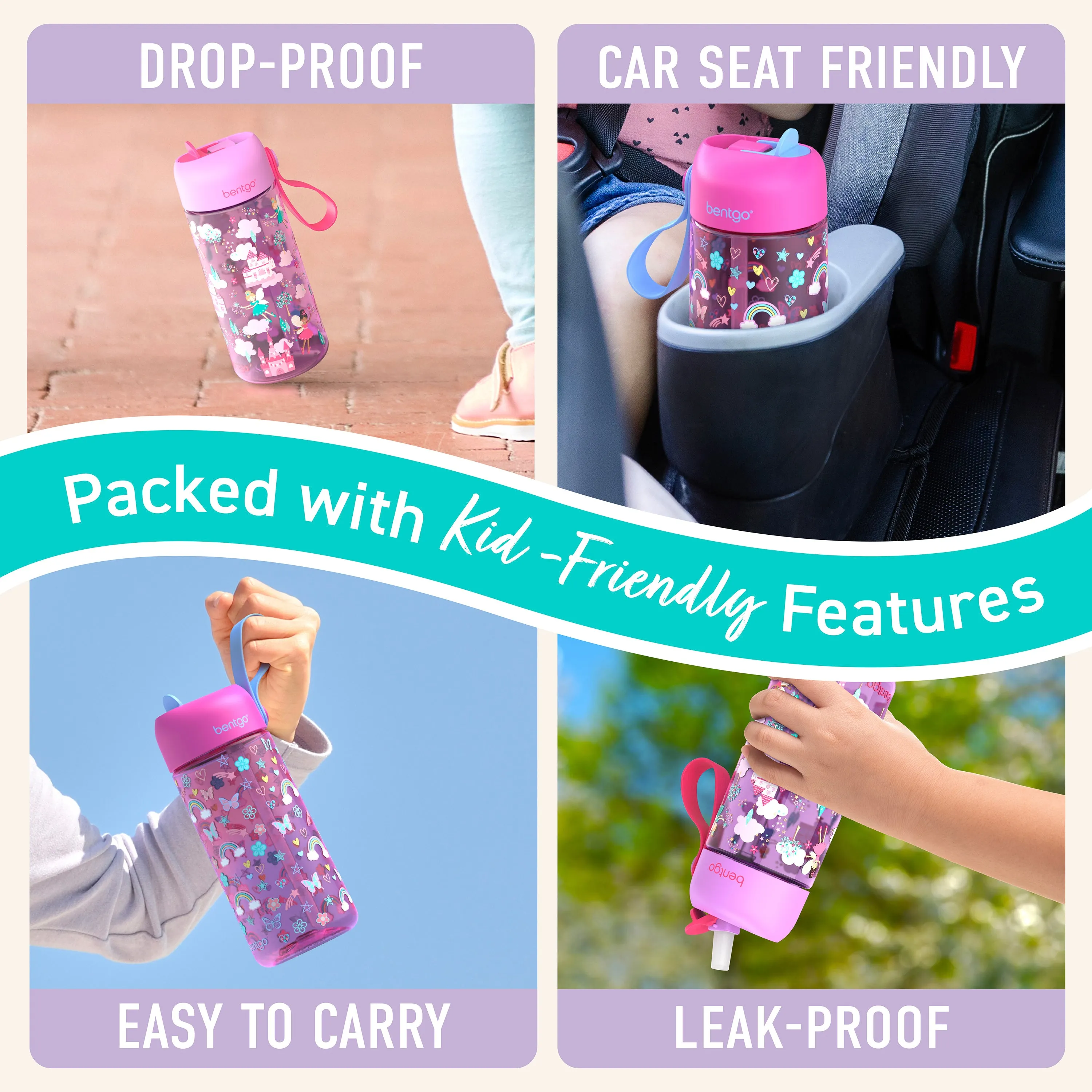 Bentgo Kids Prints Water Bottle (2-Pack)