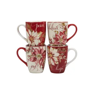 Certified International Winters Joy 4-Pc. Coffee Mug 36902SET4 - RED ONE SIZE