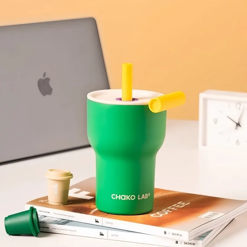 CHAKO LAB Dual-Layer Insulated Tumbler – 570mL Borosilicate Glass Inner Cup & 600mL Stainless Steel Thermos, 2-in-1 Detachable Design for Hot/Cold Drinks