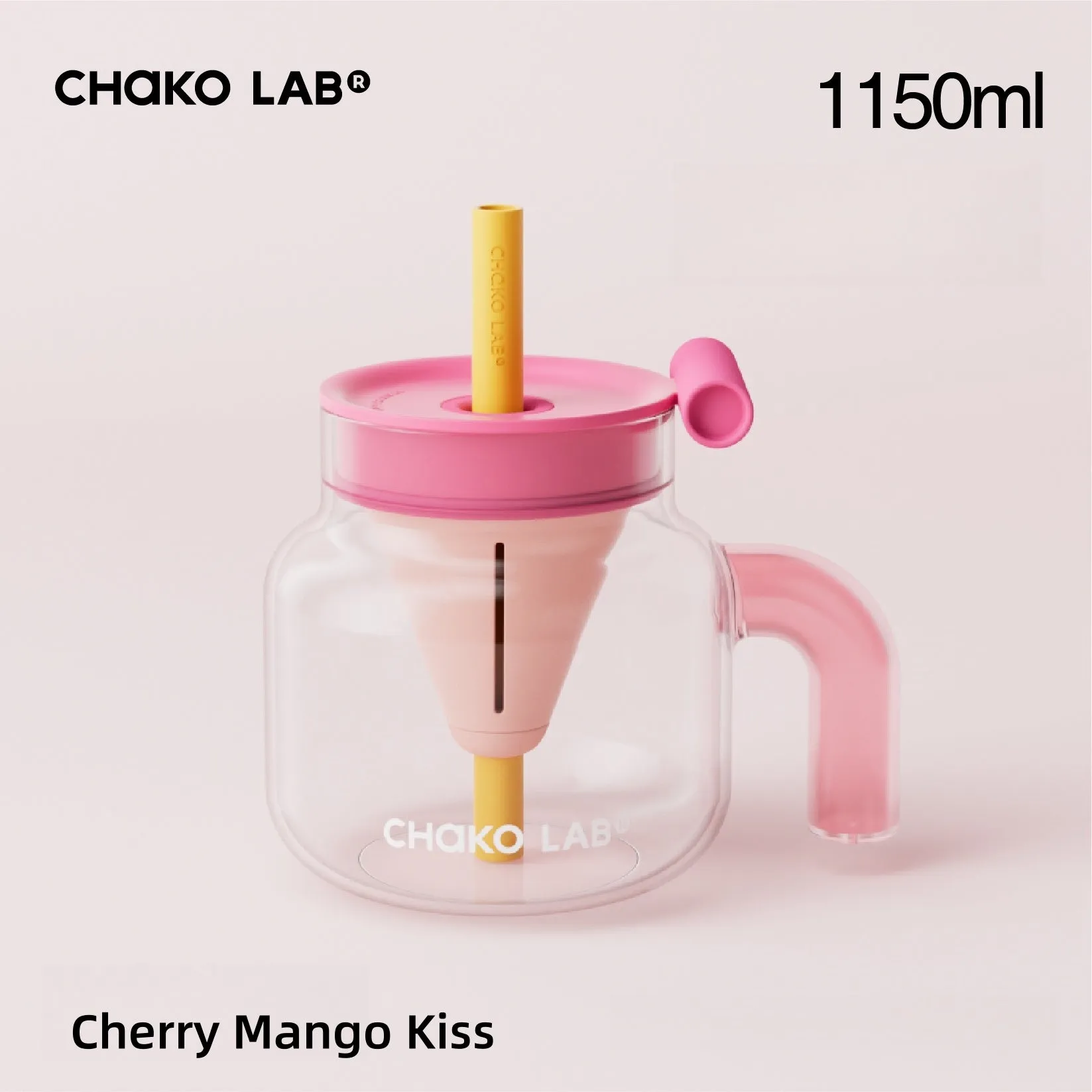 CHAKO LAB Funnel Tea Tumbler – 1150ml/670ml Borosilicate Glass Cup with Infuser & Straw
