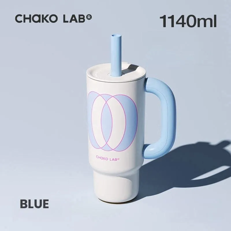 Chako Lab High-Capacity Insulated Kettle with Straw, Leak-Proof Lid, and Handle Water Bottle- 900 & 1140ML