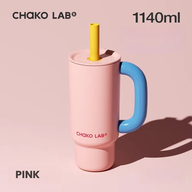 Chako Lab High-Capacity Insulated Kettle with Straw, Leak-Proof Lid, and Handle Water Bottle- 900 & 1140ML