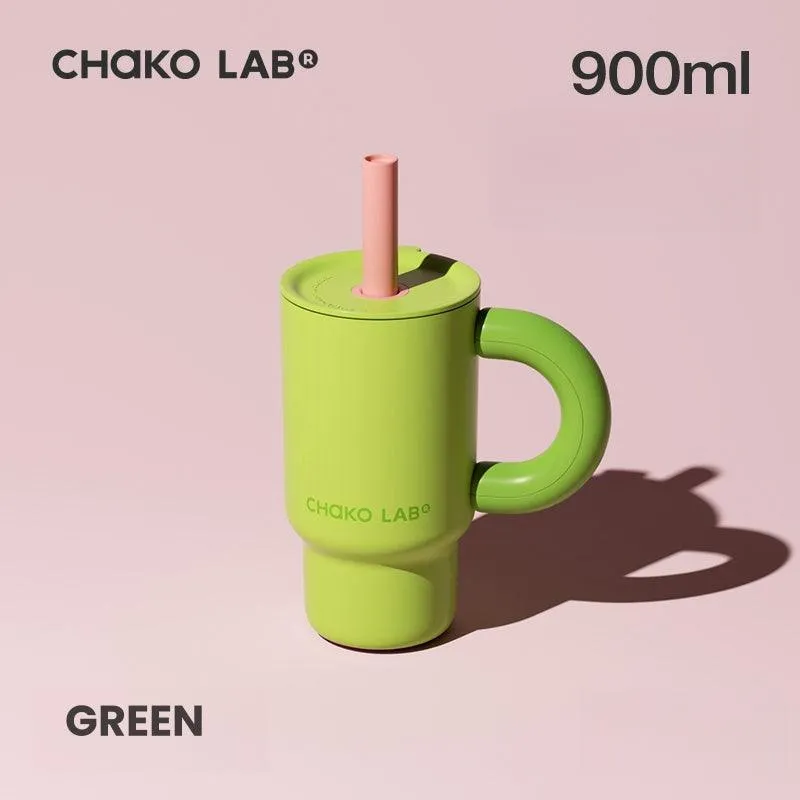 Chako Lab High-Capacity Insulated Kettle with Straw, Leak-Proof Lid, and Handle Water Bottle- 900 & 1140ML