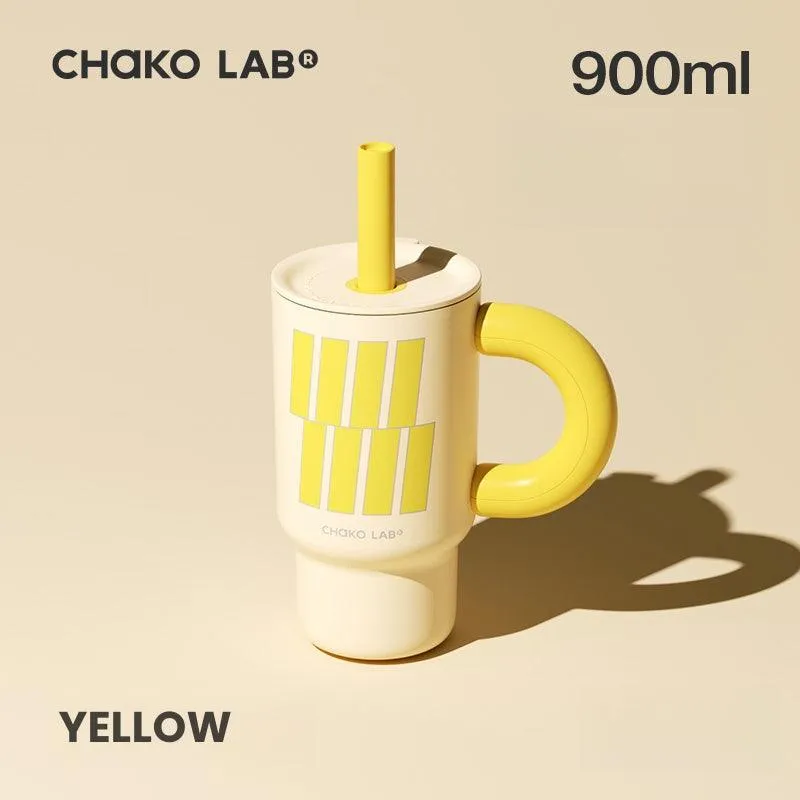 Chako Lab High-Capacity Insulated Kettle with Straw, Leak-Proof Lid, and Handle Water Bottle- 900 & 1140ML