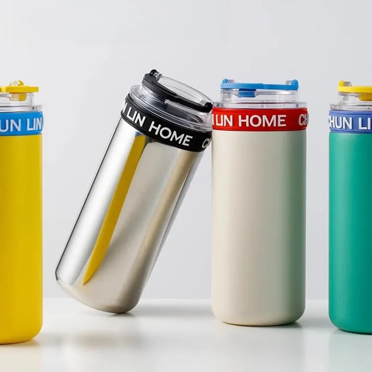 CHUNLIN HOME 550ml Double-Layer Insulated Glass & Stainless Steel Tumbler | Sleek, Durable, and Perfect for Hot & Cold Drinks
