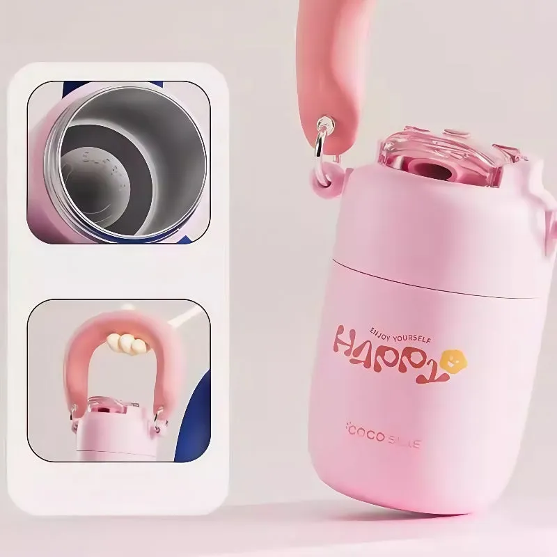 Cocosmile Cloud Handle Vacuum Insulated Stainless Steel Tumbler with Leak-Proof Straw - 350mL, 316 Stainless Steel, Summer Hydration Essentials