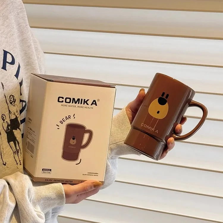 COMIKA DunDun Ceramic Mug 520ML - Large Capacity, Unique Brown Bear Design, Eco-Friendly Gift Mug
