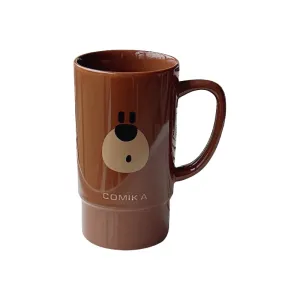 COMIKA DunDun Ceramic Mug 520ML - Large Capacity, Unique Brown Bear Design, Eco-Friendly Gift Mug