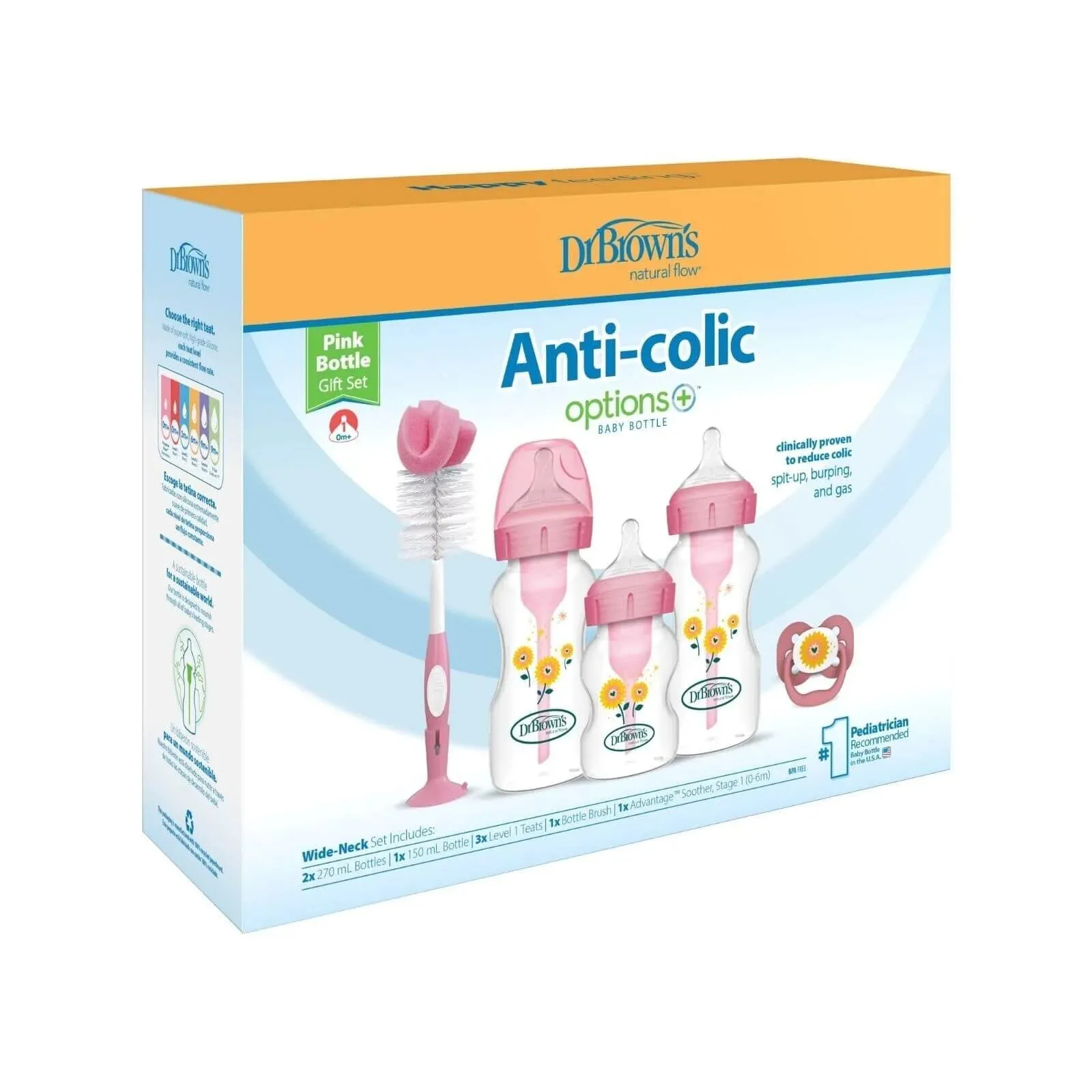 Dr. Brown's Natural Flow Options  Anti-Colic Baby Bottle Gift Set - Pink