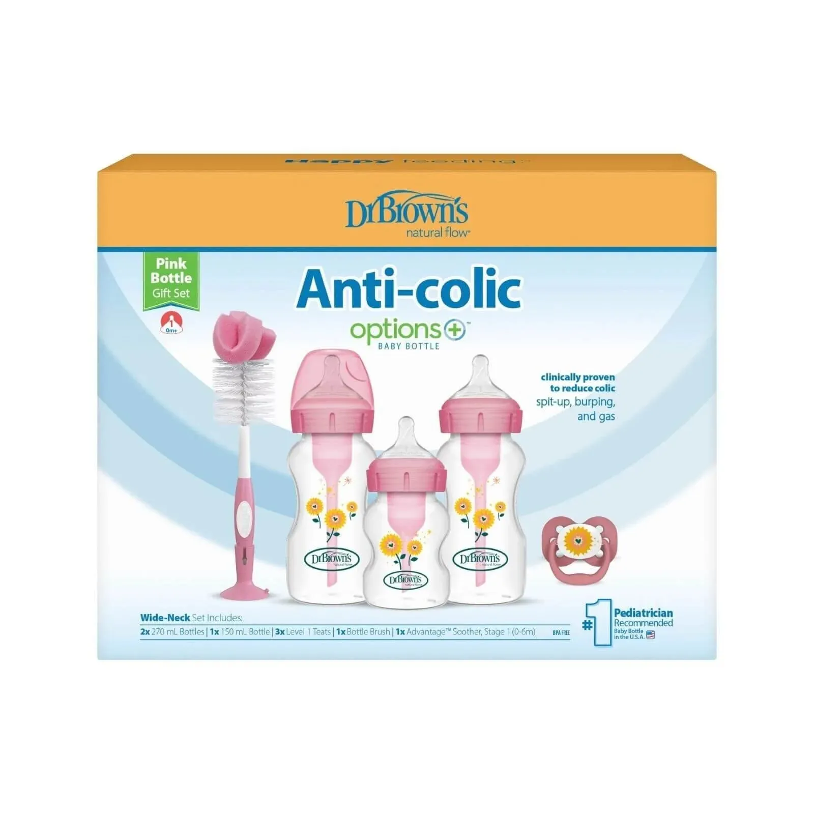 Dr. Brown's Natural Flow Options  Anti-Colic Baby Bottle Gift Set - Pink