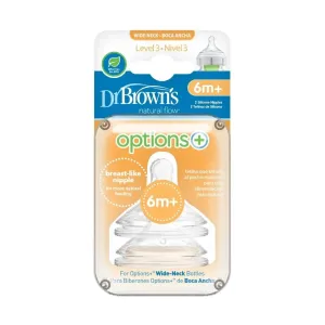 Dr. Brown's Options  Baby Bottle Teats Level 3 Wide Neck 6  months Pack of 2