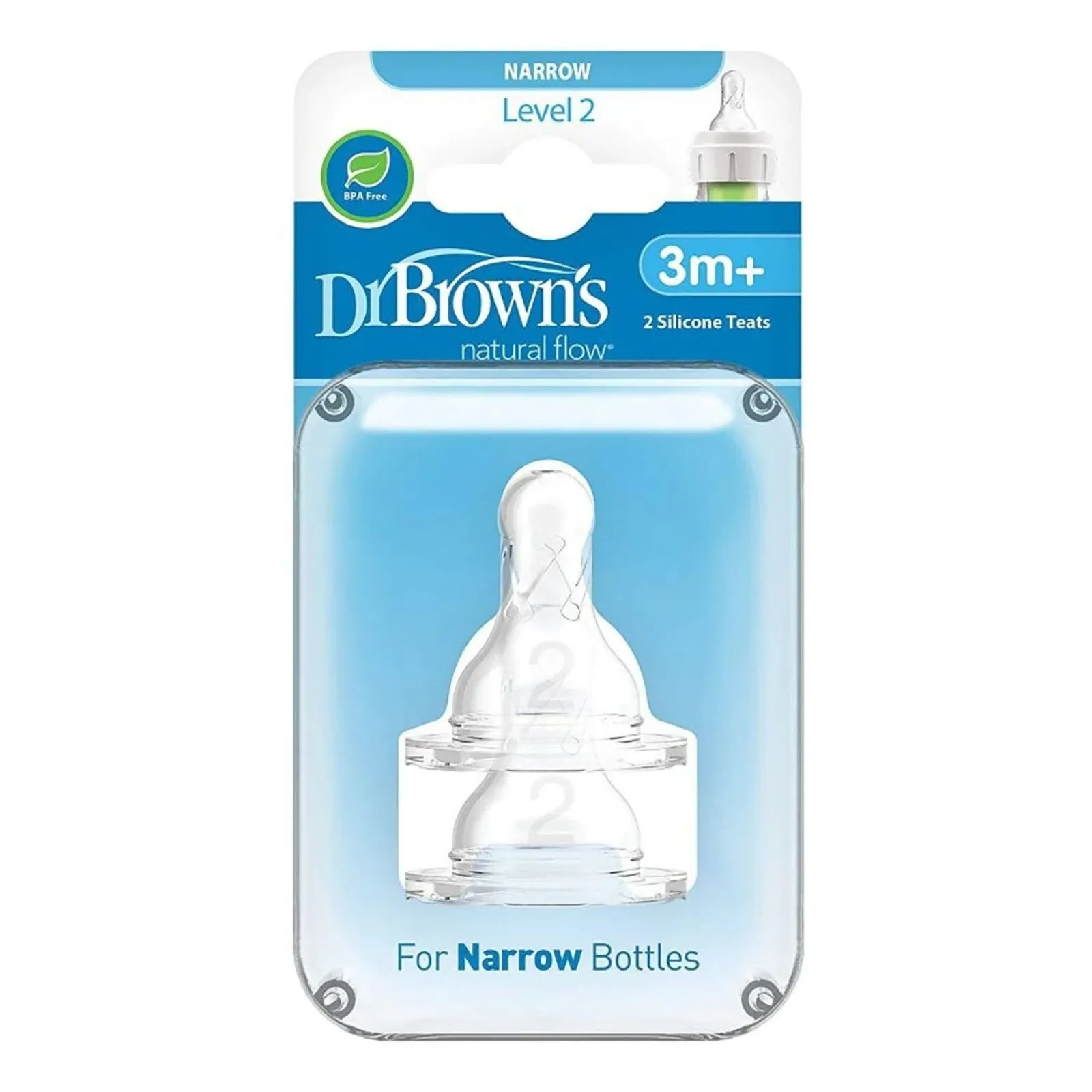 Dr. Brown's Options  Narrow Neck Level 2 Teats 3  months Pack of 2