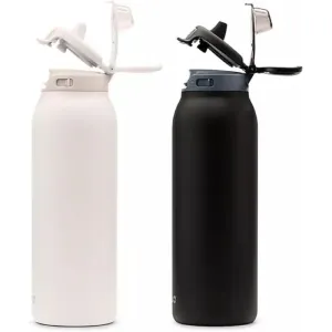 Ello 464-3202-202 Pop & Fill 32Oz. 2 Pk Stainless Steel Water Bottle W/QuickFill Technology, Dunes/Charcoal
