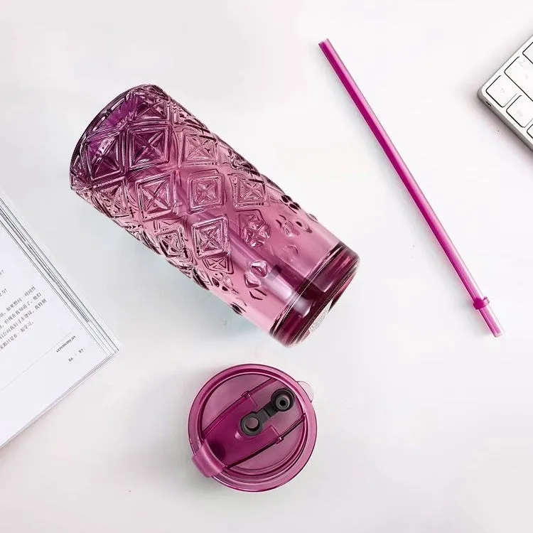 MOCA ROSE 485ml Glass Tumbler with Straw | Stylish and Durable for Everyday Use