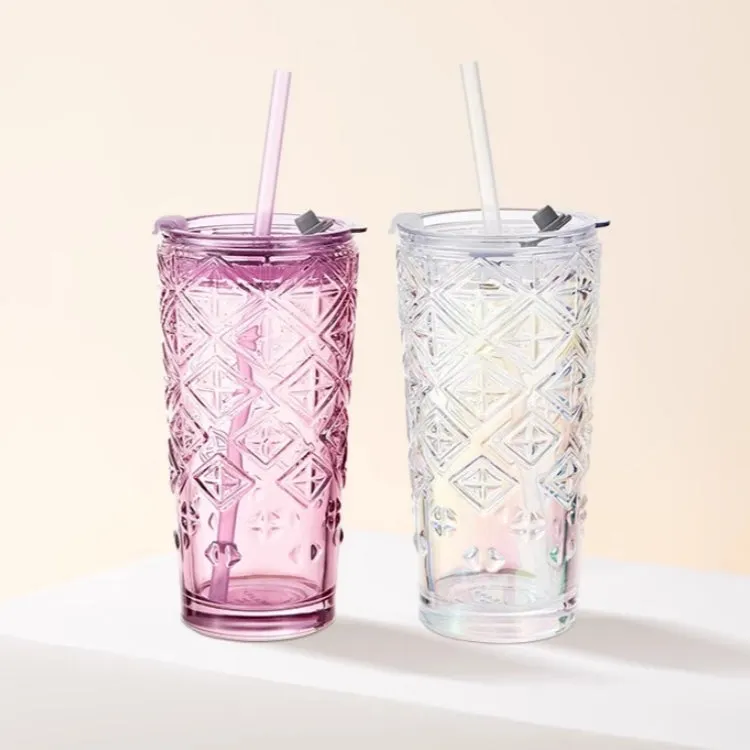 MOCA ROSE 485ml Glass Tumbler with Straw | Stylish and Durable for Everyday Use