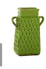 MULTI COLORED CERAMIC VASE WITH HANDLES