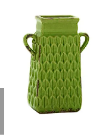 MULTI COLORED CERAMIC VASE WITH HANDLES