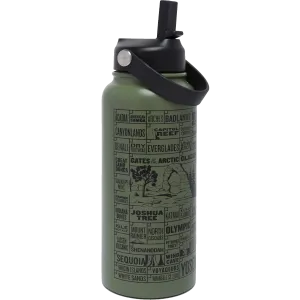 National Parks of the USA Checklist 32 oz Insulated Water Bottle