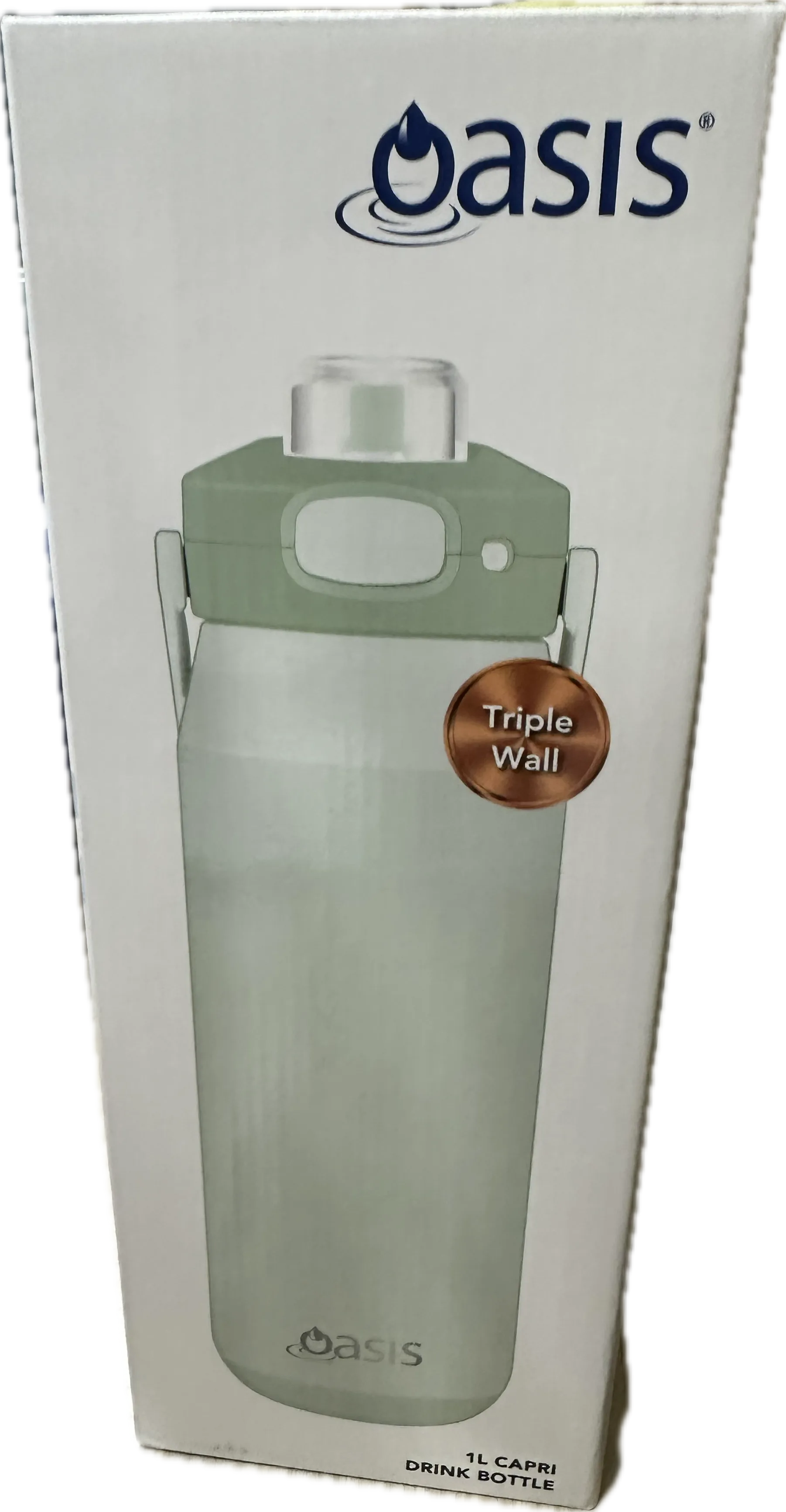 Oasis Ceramic Stainless Steel Triple Wall Capri Quick Release Drink Bottle 1L