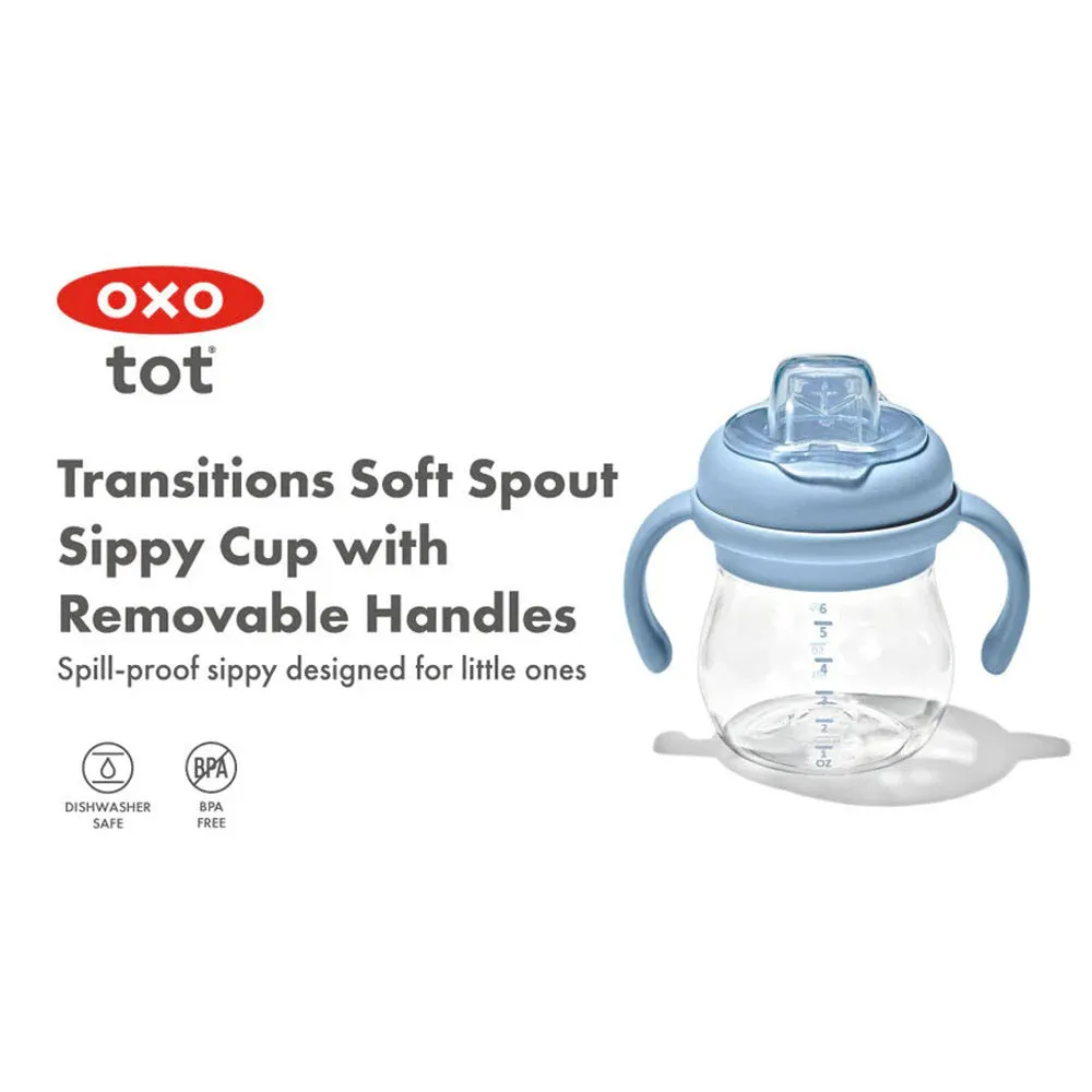 OXO Tot Transitions Soft Spout Sippy Cup With Removable Handles 6oz Dusk