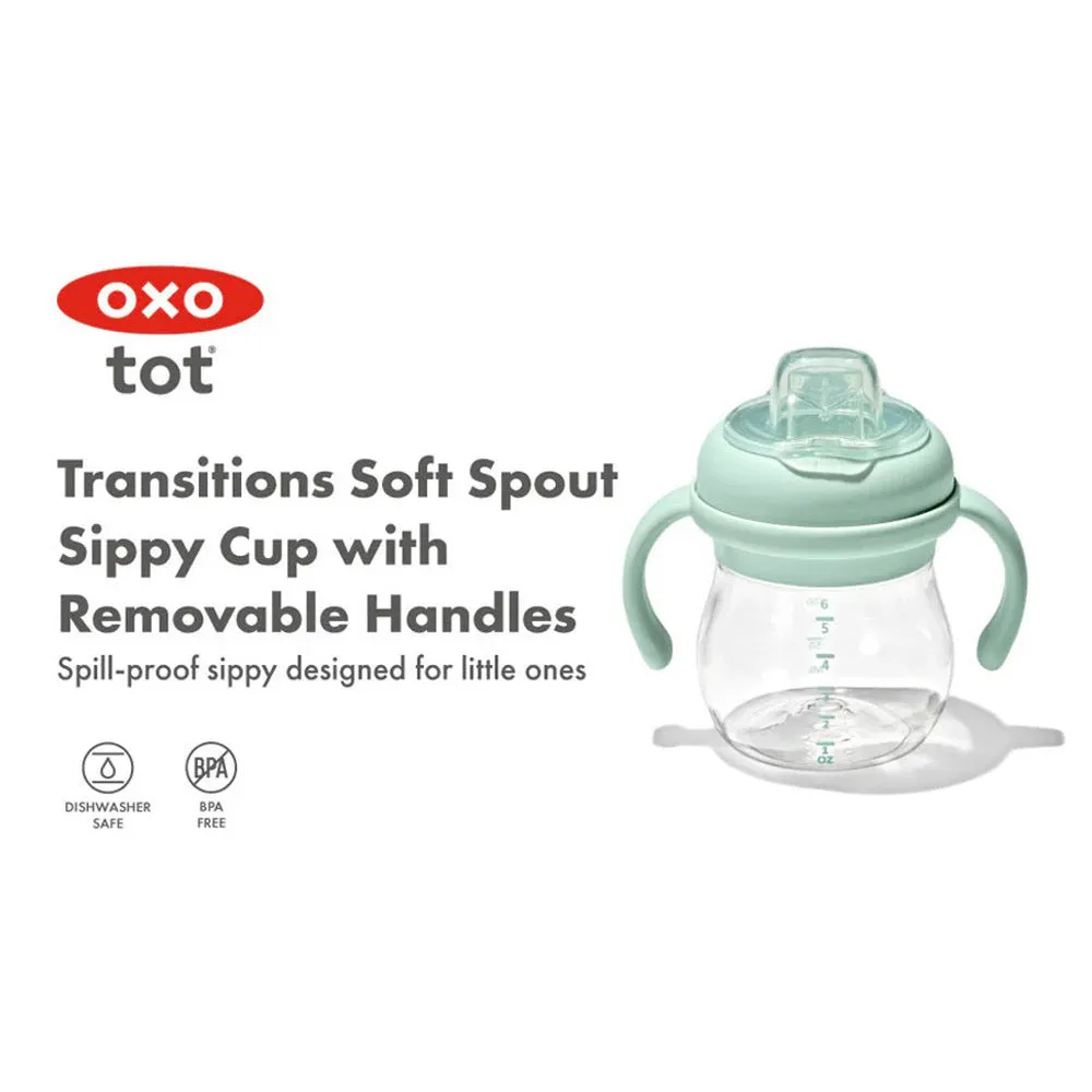 OXO Tot Transitions Soft Spout Sippy Cup With Removable Handles 6oz Opal