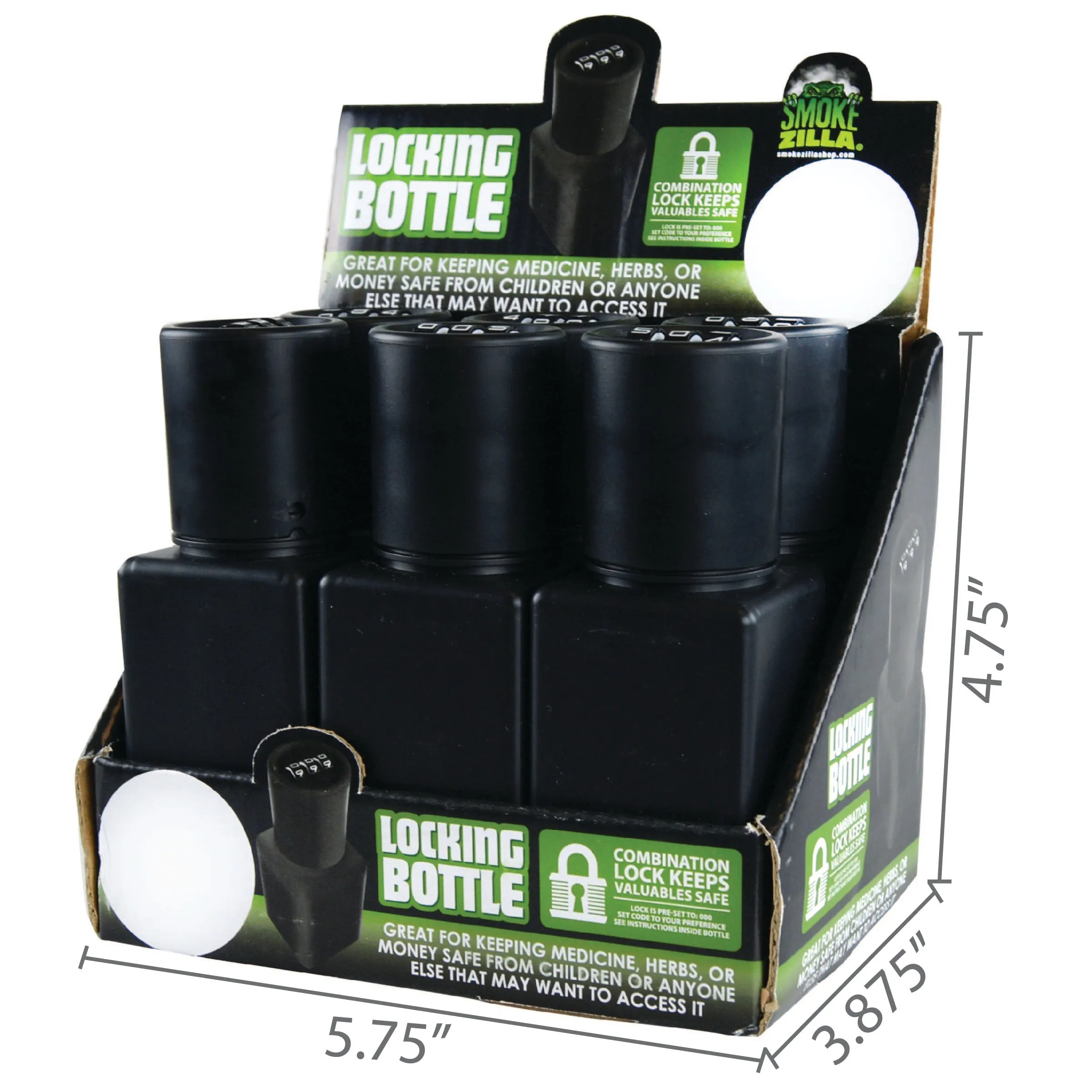 Plastic Locking Bottle Jar - 6 Pieces Per Retail Ready Display 21950