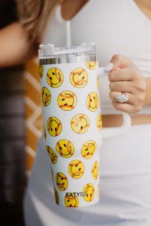 Softball Happy Face 40 Oz Tumbler