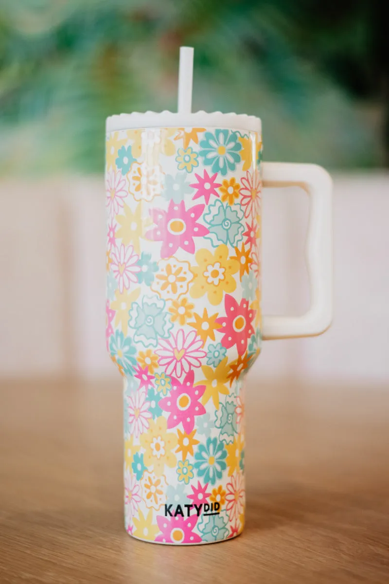 Spring Flowers Tumbler with Handle