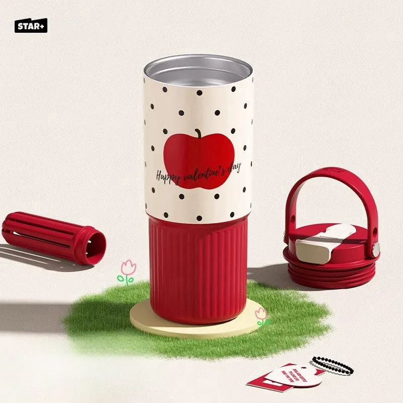 STAR  750ML Dual-Drink Thermos Flask - Portable Insulated Bottle with SUS316 Stainless Steel, Anti-Leak Design, and Cute Floral Patterns
