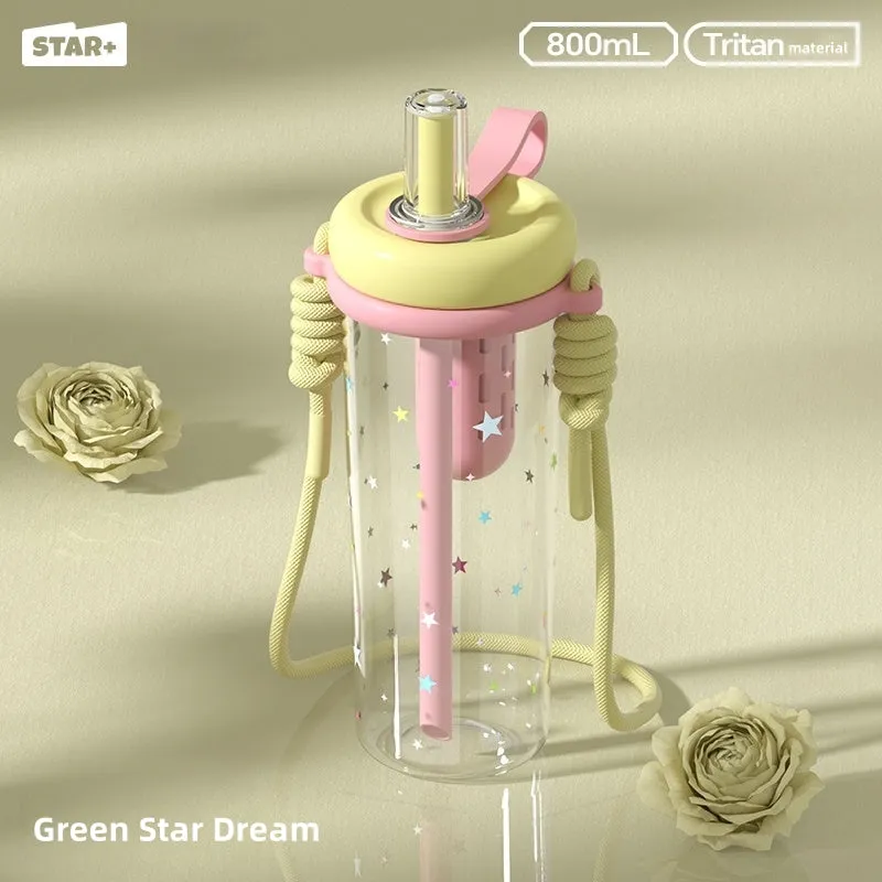 STAR  Flower Series Water Bottle – 800ml, BPA-Free Tritan Material, Leak-Proof Design with Carrying Strap