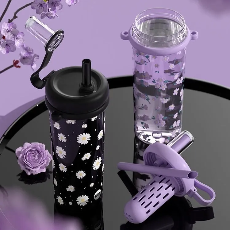 STAR  Flower Series Water Bottle – 800ml, BPA-Free Tritan Material, Leak-Proof Design with Carrying Strap