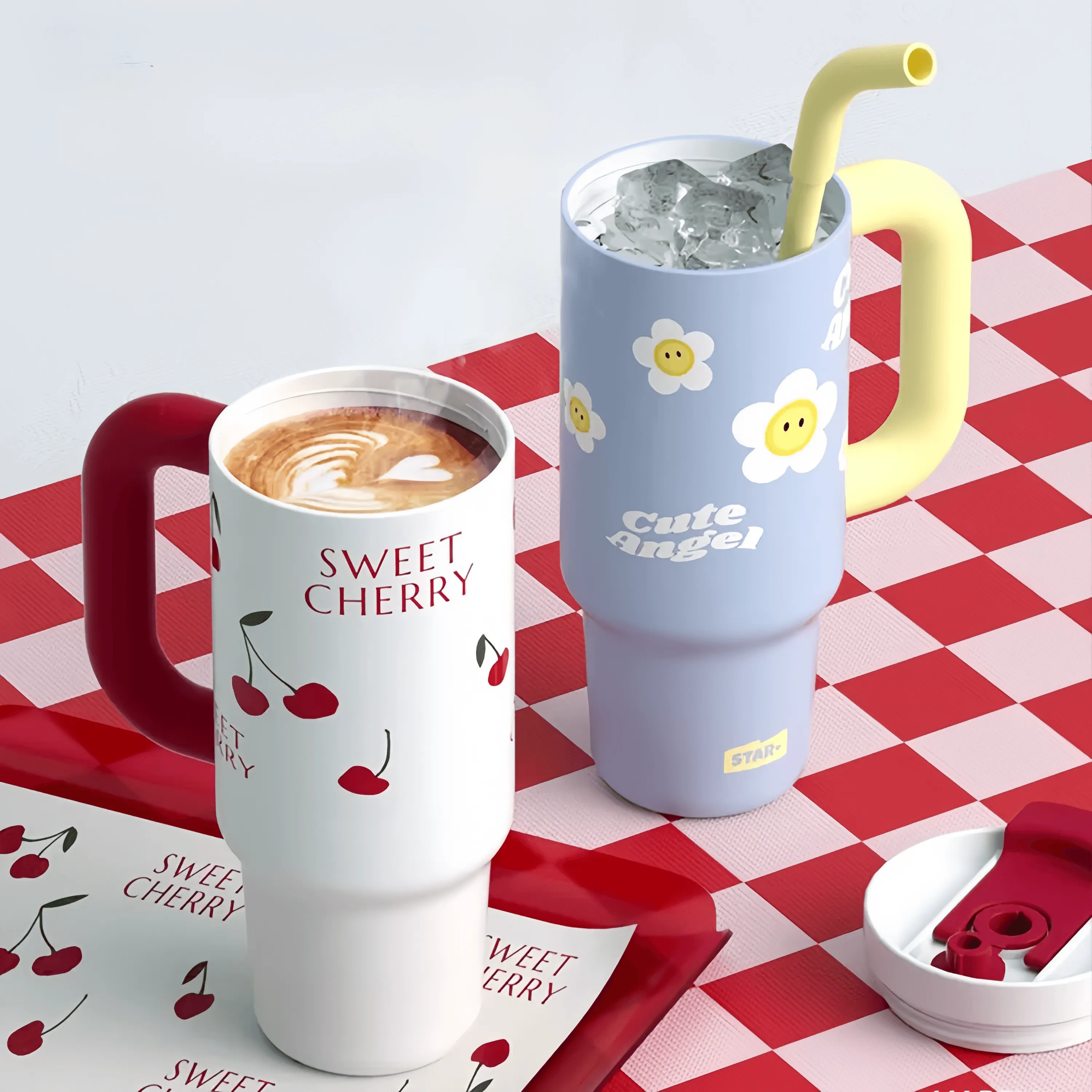 STAR  Graffiti Mug Good Looks Straw Cup Water Bottle 1200ml