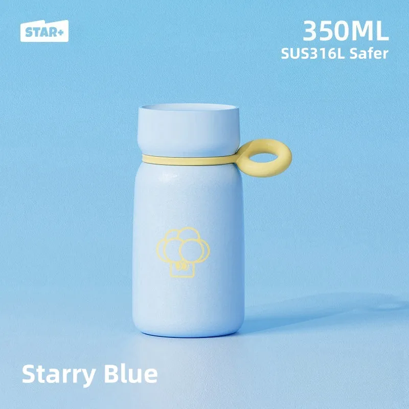 STAR  Mini Insulated Bottle – 350ml Stainless Steel Vacuum Flask with Silicone Handle | Leak-Proof & Portable Thermal Mug for Hot & Cold Drinks