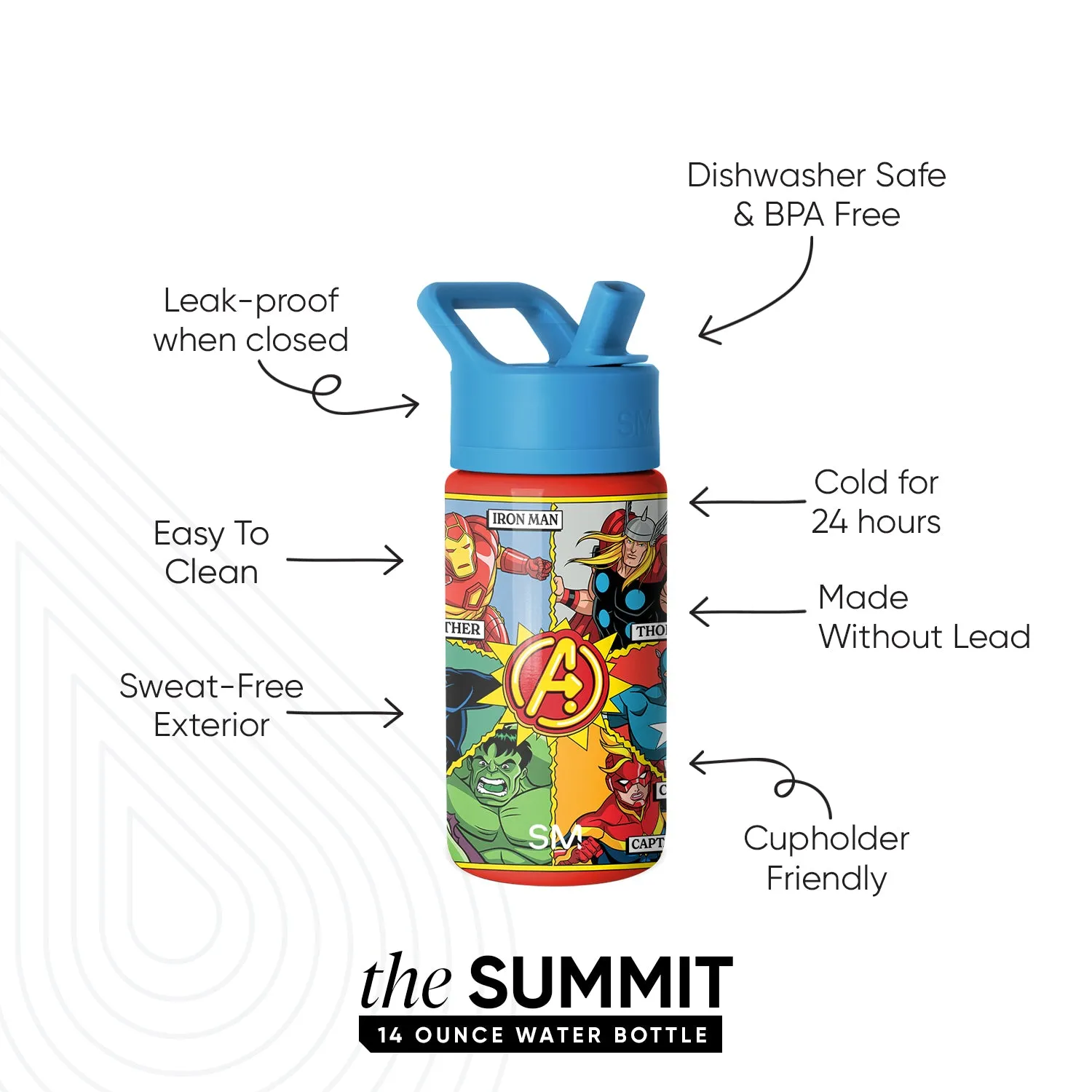 Summit Kids Water Bottle with Straw Lid