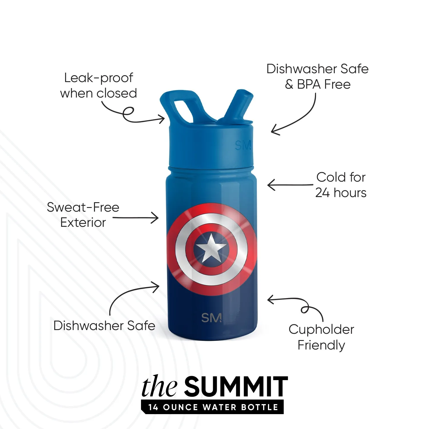 Summit Kids Water Bottle with Straw Lid