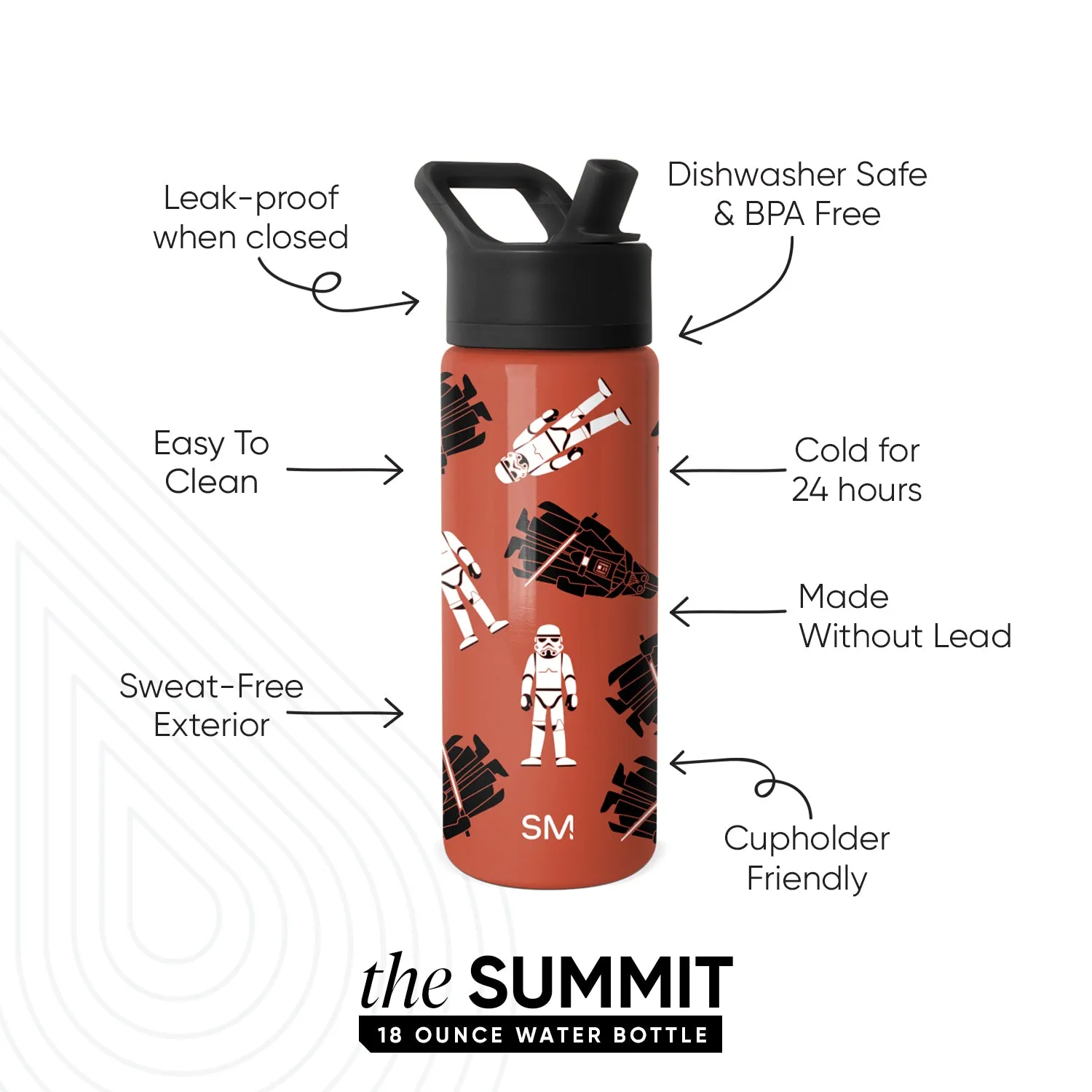 Summit Kids Water Bottle with Straw Lid