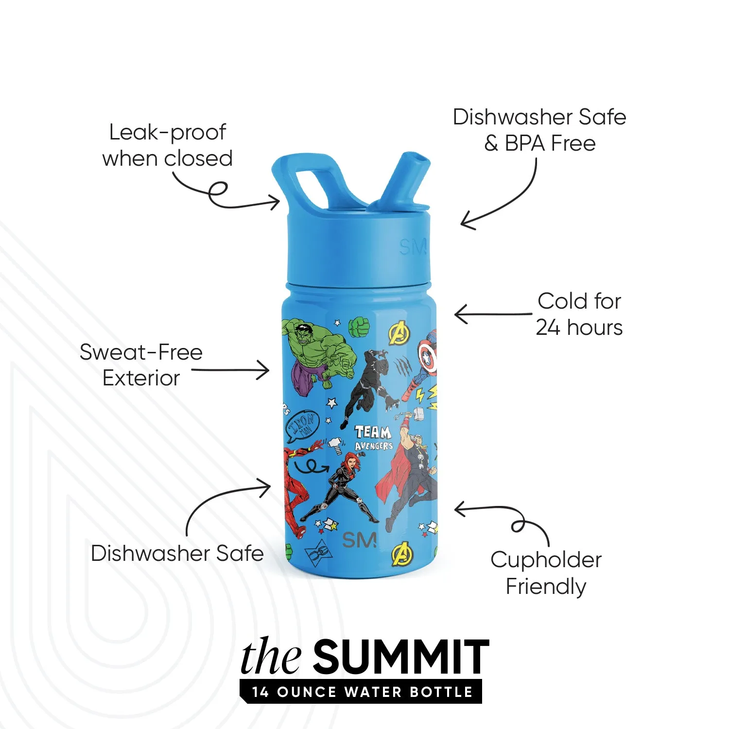 Summit Kids Water Bottle with Straw Lid
