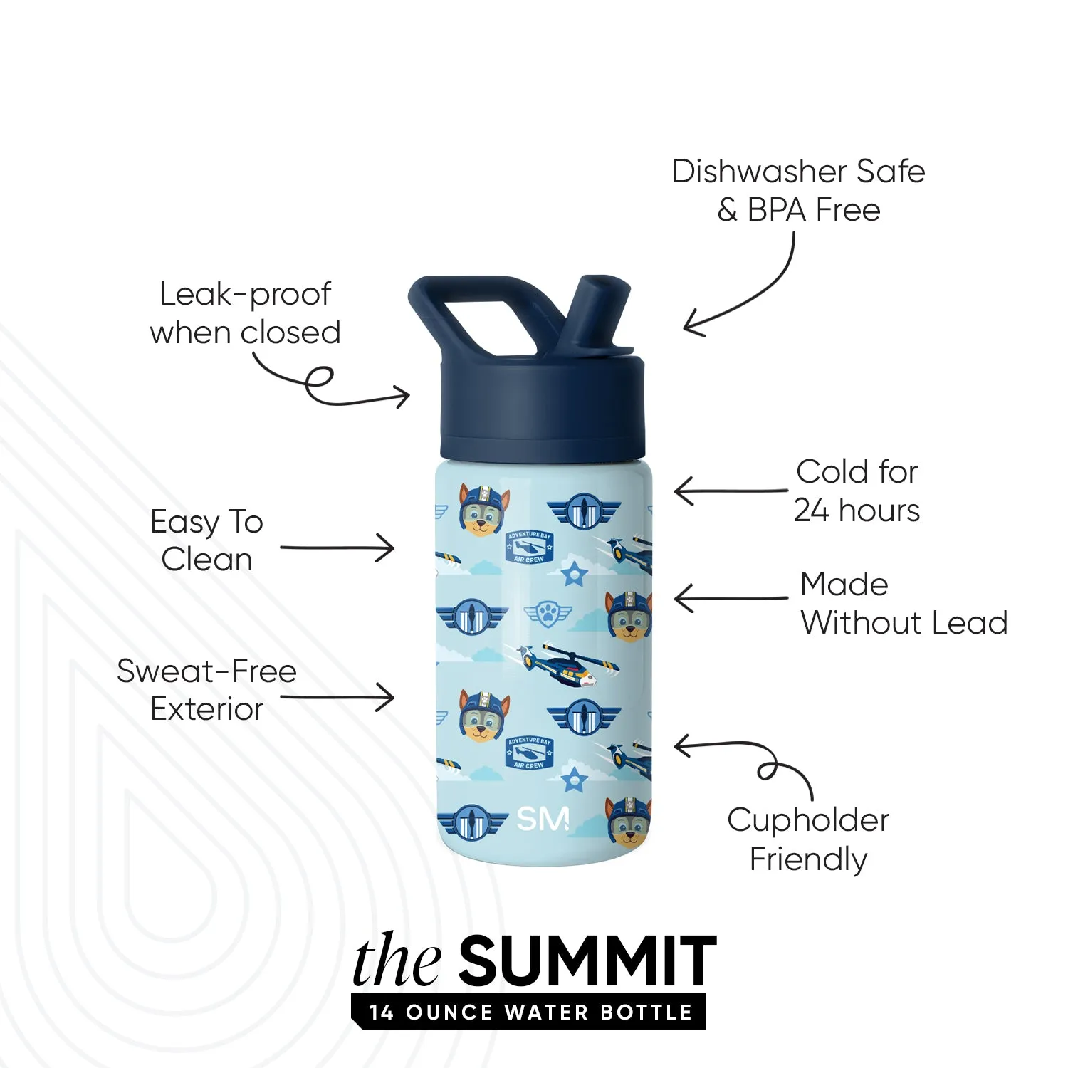 Summit Kids Water Bottle with Straw Lid