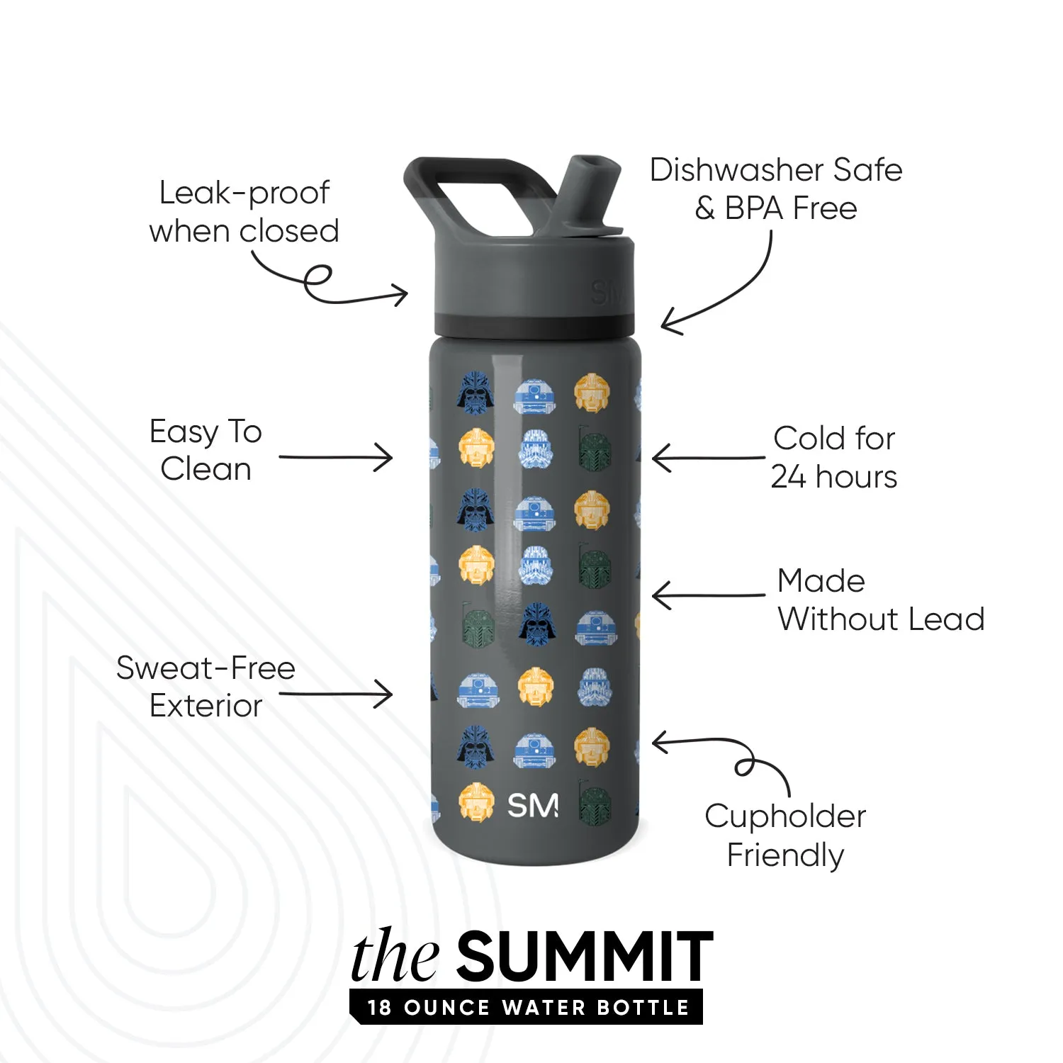 Summit Kids Water Bottle with Straw Lid