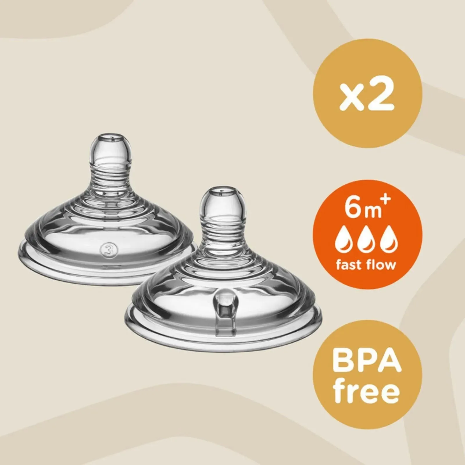 Tommee Tippee Closer to Nature Teat Fast Flow 6  months Pack of 2